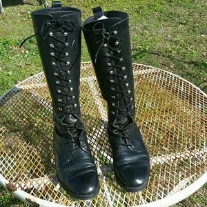 Vintage all leather black lace up combat boots